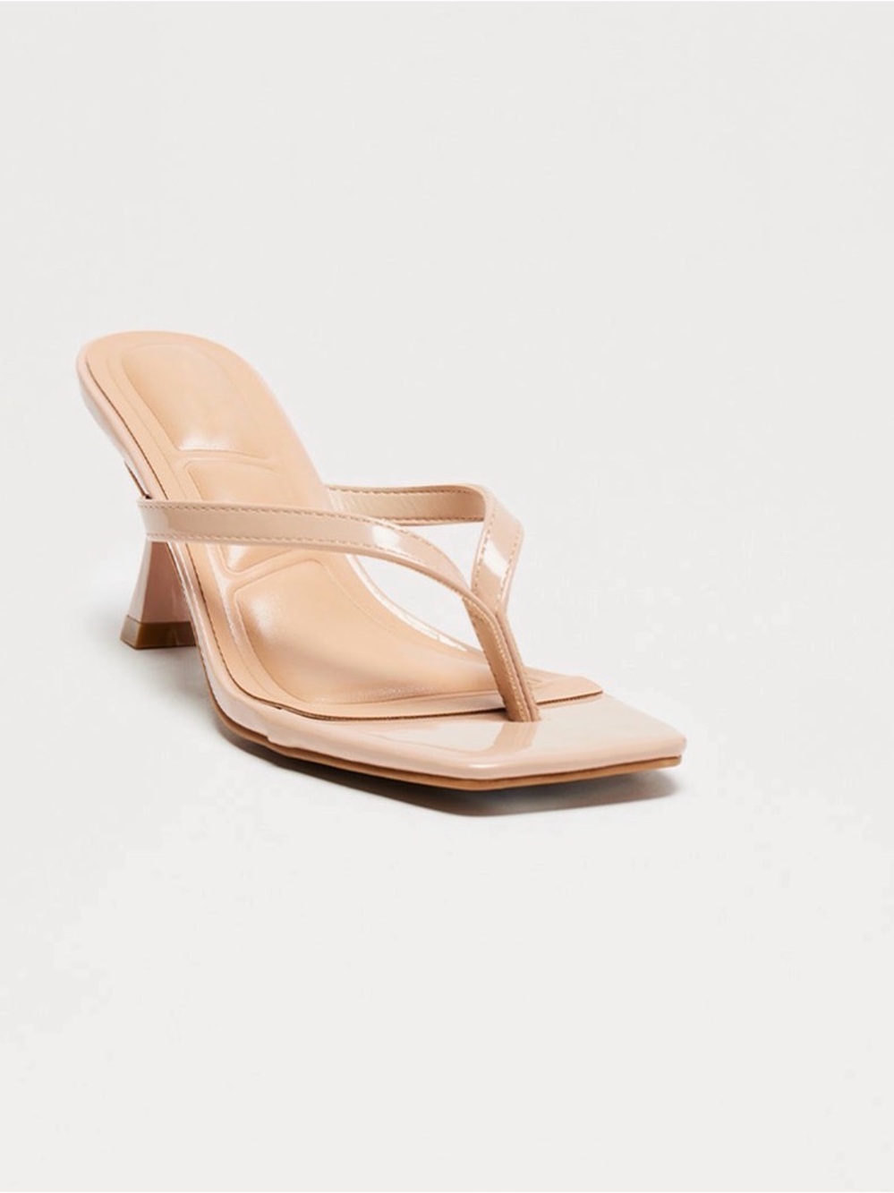 Fashion Nova Blush Patent Square-Toe Thong Heel - Picture 1 of 2